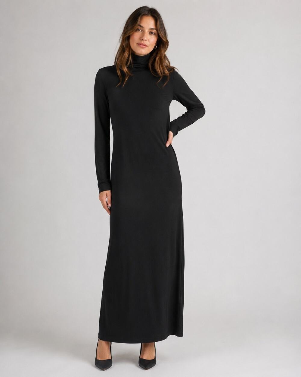 Vince Black Long Sleeve Turtleneck Maxi Dress Medium